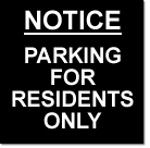 aluminium notice parking for residents only sign