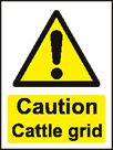 aluminium caution cattle grid sign