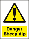 aluminium danger sheep dip sign