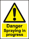 aluminium danger spraying in progress sign