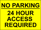 metal alloy sign yellow 24 hour access parking 400mm x 300mm