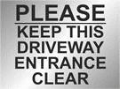 metal alloy sign black on silver keep driveway clear 400mm x 300mm