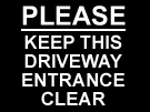 metal alloy sign white on black keep driveway clear 400mm x 300mm