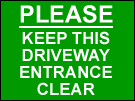 metal alloy sign green keep driveway clear 400mm x 300mm