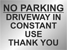 metal alloy sign black on silver driveway in use 400mm x 300mm
