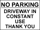metal alloy sign white driveway in use 400mm x 300mm
