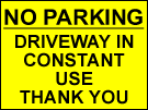 metal alloy sign yellow driveway in use 400mm x 300mm