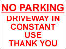 metal alloy sign red on white driveway in use 400mm x 300mm