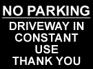 metal alloy sign white on black driveway in use 400mm x 300mm