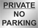 metal alloy sign black on silver private no parking 400mm x 300mm