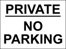 metal alloy sign white private no parking 400mm x 300mm