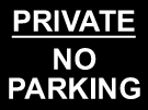 metal alloy sign white on black private no parking 400mm x 300mm