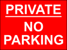 metal alloy sign red private no parking 400mm x 300mm