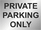metal alloy sign black on silver private parking 400mm x 300mm