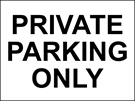 metal alloy sign white private parking 400mm x 300mm