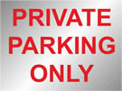 metal alloy sign silver private parking 400mm x 300mm