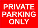 metal alloy sign red private parking 400mm x 300mm