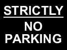 metal alloy sign white on black no parking 400mm x 300mm