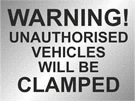metal alloy sign black on silver vehicles will be clamped 400mm x 300mm