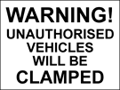 metal alloy sign white vehicles will be clamped 400mm x 300mm