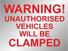 metal alloy sign silver vehicles will be clamped 400mm x 300mm