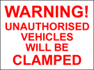 metal alloy sign red on white vehicles will be clamped 400mm x 300mm