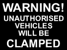 metal alloy sign white on black vehicles will be clamped 400mm x 300mm