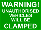 metal alloy sign green vehicles will be clamped 400mm x 300mm