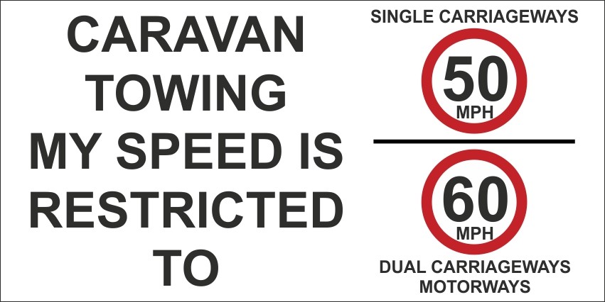 Caravan Towing Speed Restricted Sign 50mph 60mph [Self Adhesive Sticker]