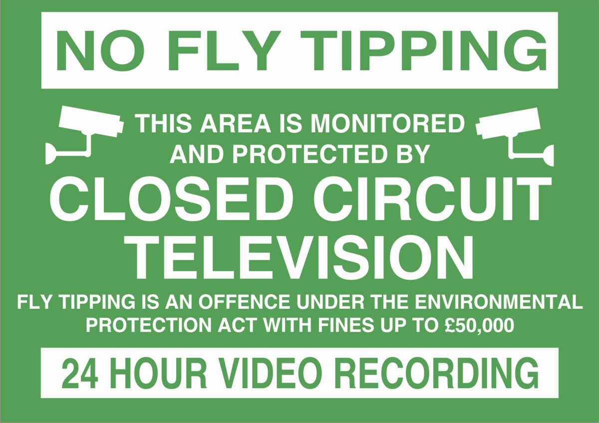 No Fly Tipping CCTV Sign — Green