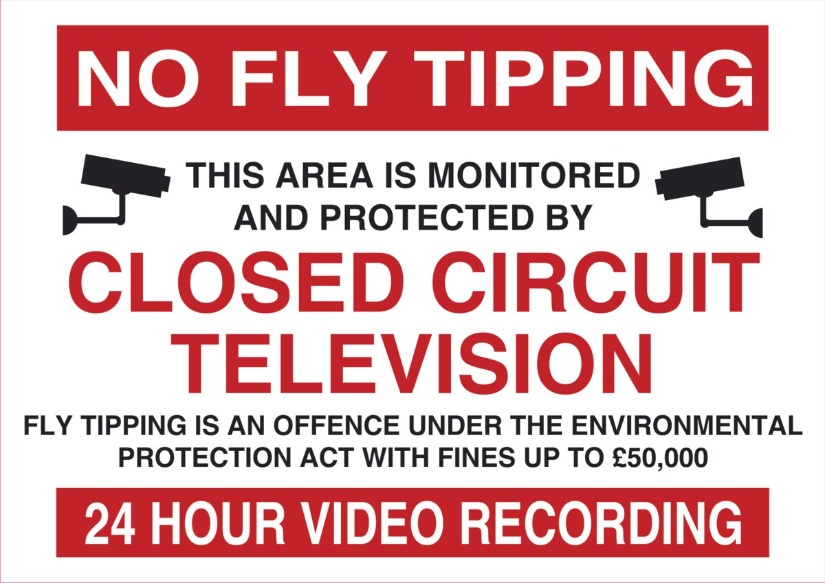 No Fly Tipping CCTV Signs and Stickers