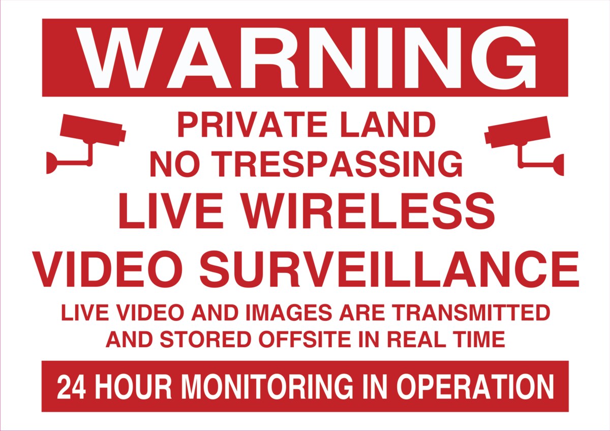 Private Land No Trespassing CCTV Surveillance Signs and Stickers