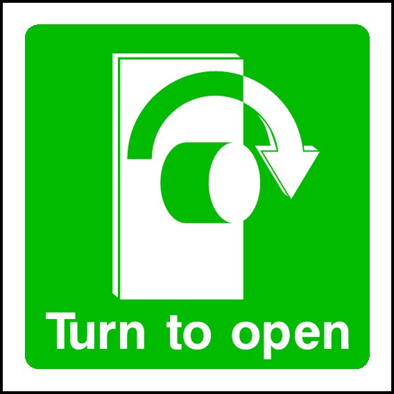 Turn To Open Signs and Stickers
