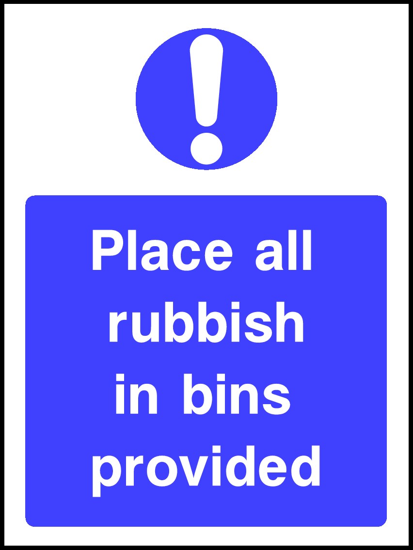 Place Rubbish In Bins Signs and Stickers