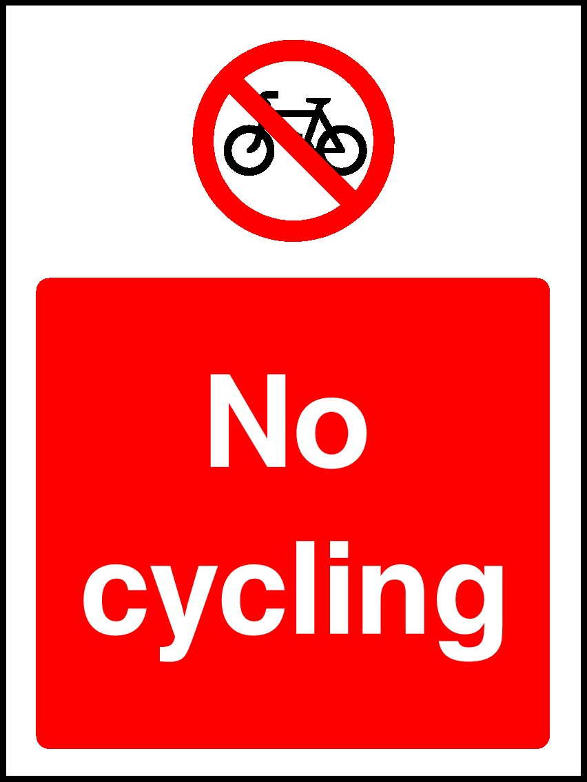 No Cycling Signs and Stickers