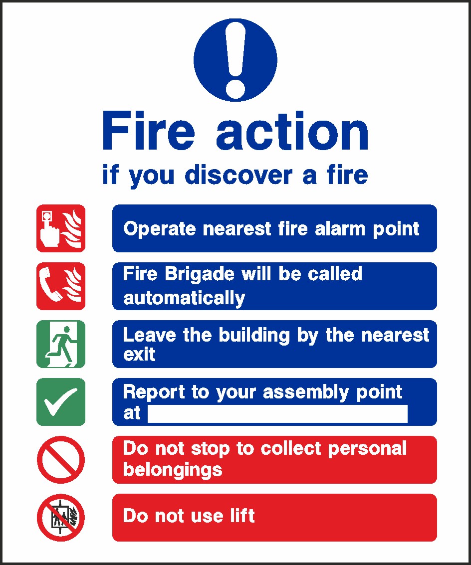 Fire Action Plan Signs and Stickers