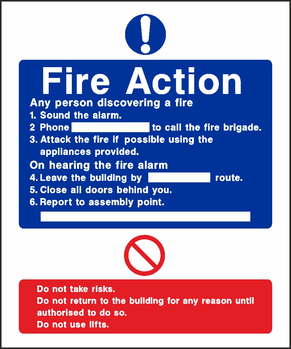 Fire Action Plan Signs and Stickers