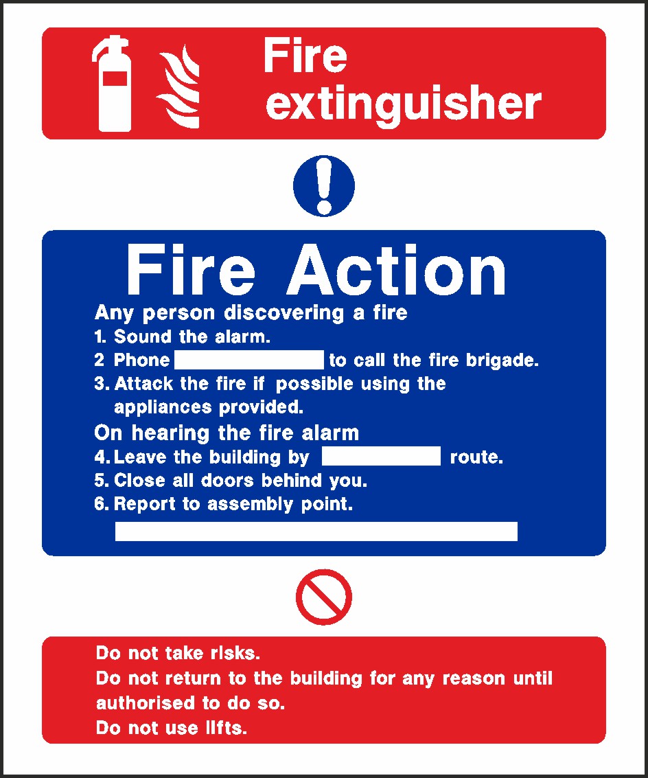Fire Action Plan Signs and Stickers