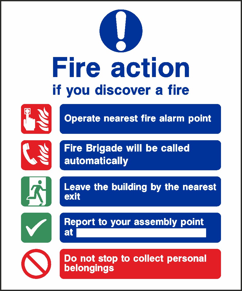 Fire Action Plan Signs and Stickers