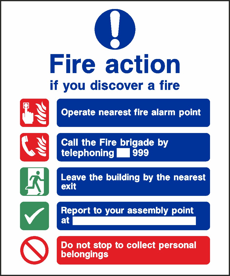 Fire Action Plan Signs and Stickers