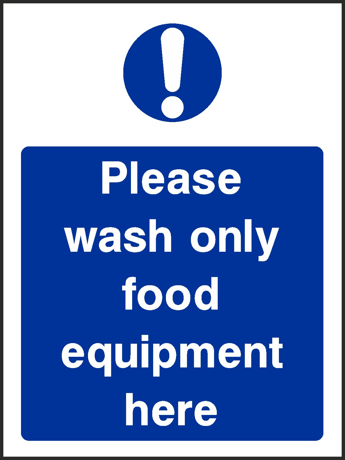 Wash Food Equipment Signs and Stickers