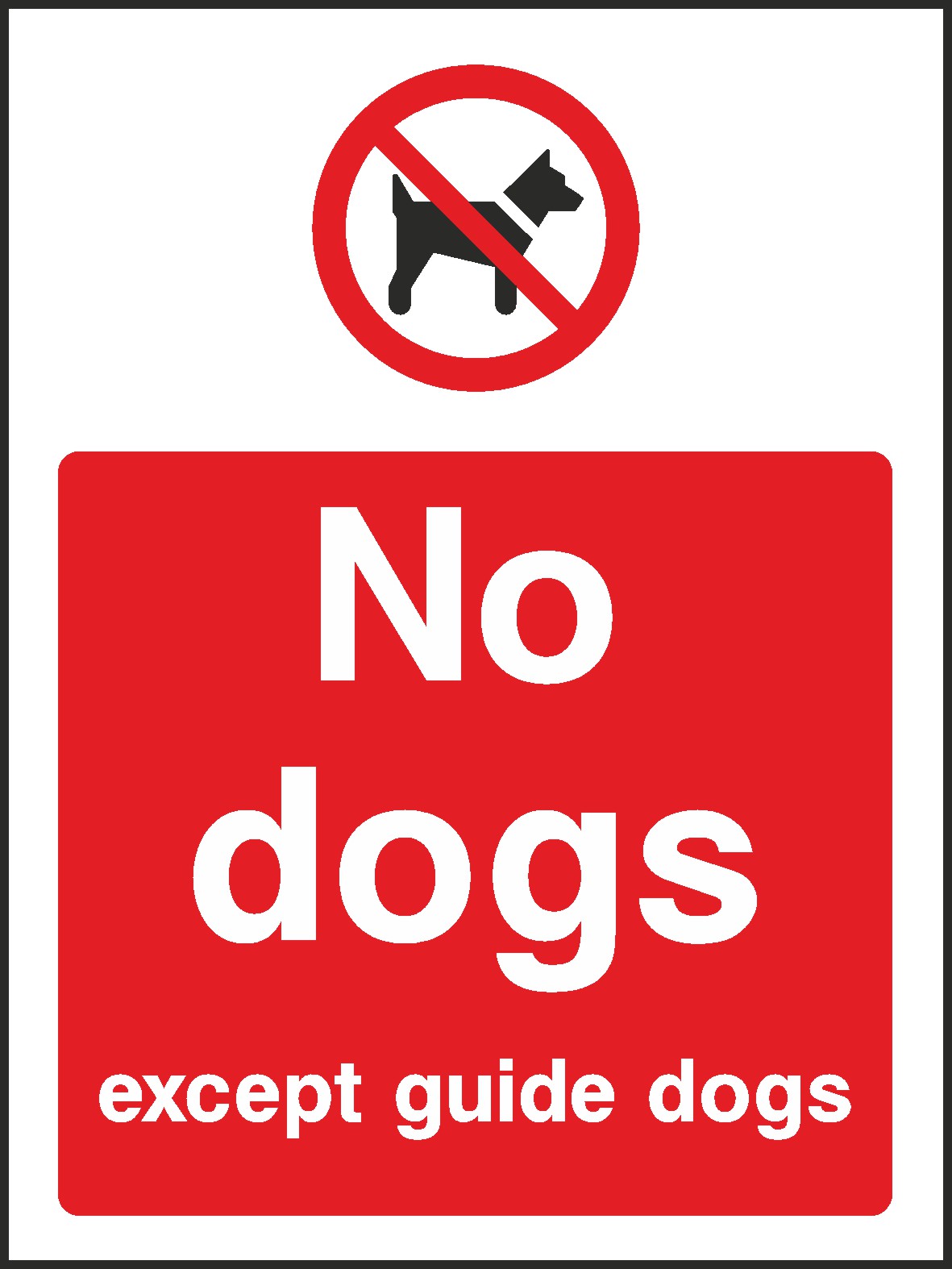 No Dogs Except Guide Dogs Signs and Stickers