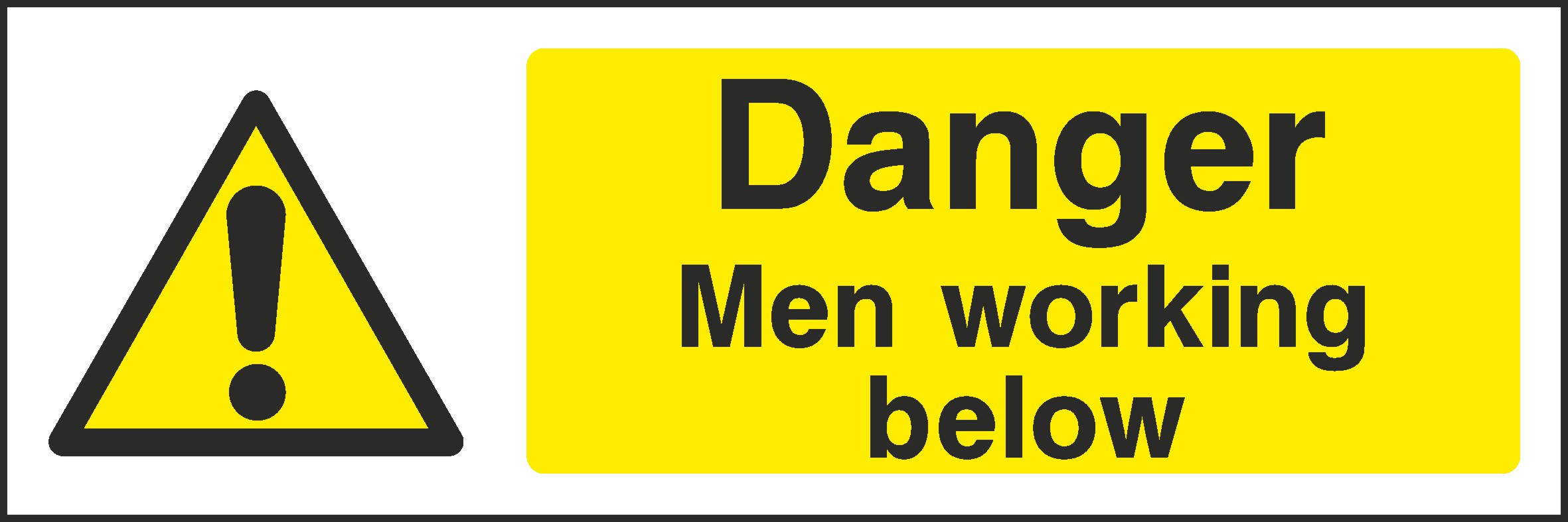 Men Working Below Signs and Stickers
